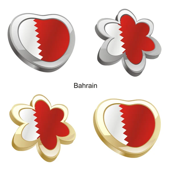 巴林国旗在心脏和花的形状 — 图库矢量图片
