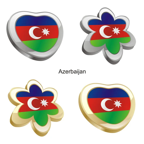 Azerbaijan flag in heart and flower shap — Stock Vector