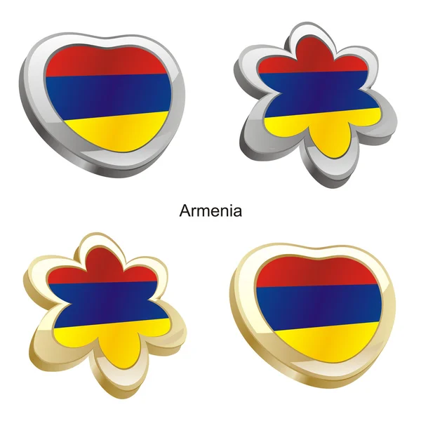 亚美尼亚国旗在心脏和花的形状 — 图库矢量图片