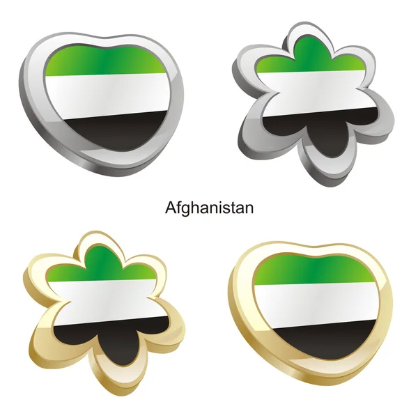 Bandeira do Afeganistão em coração e flor sha — Vetor de Stock