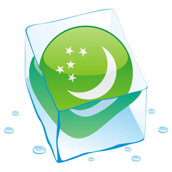 Vlajka Turkmenistánu tlačítko zamrzlé v ledu c — Stockový vektor