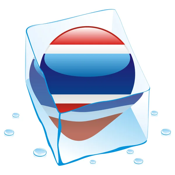 Thailand button flag frozen in ice cube — Stock Vector