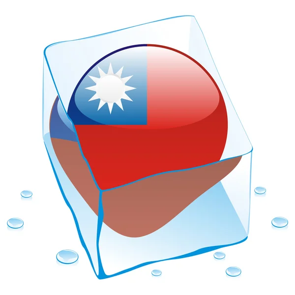 Drapeau bouton Taiwan congelé dans un glaçon — Image vectorielle