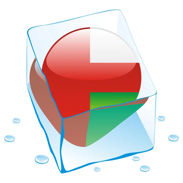 Oman button flag frozen in ice cube — Stock Vector
