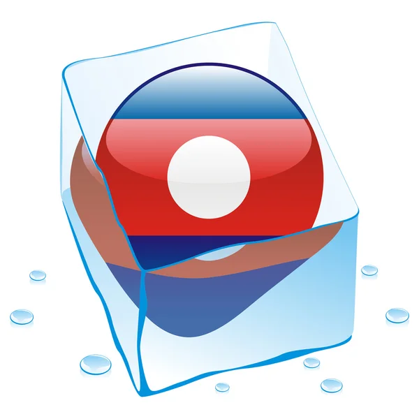 Флаг кнопки Лаоса, замороженный в кубике льда — стоковый вектор