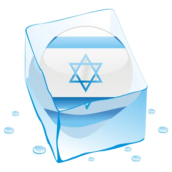 Israel knappen flagga fryst i isbit — Stock vektor