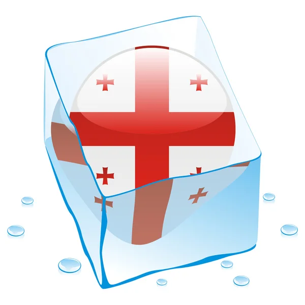 Georgia button flag frozen in ice cube — Stock Vector