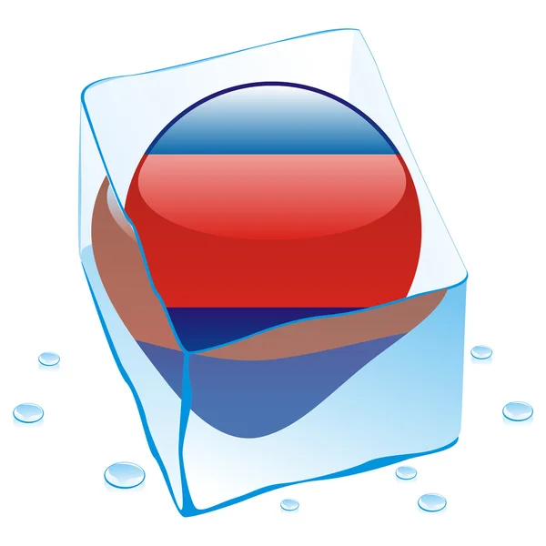 Cambodia button flag frozen in ice cube — Stock Vector