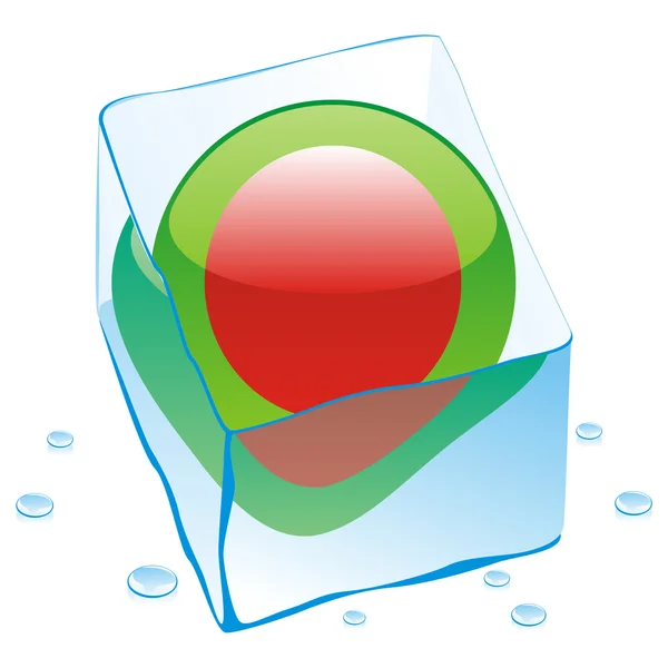 Bandera de botón Bangladesh congelada en cubo de hielo — Vector de stock