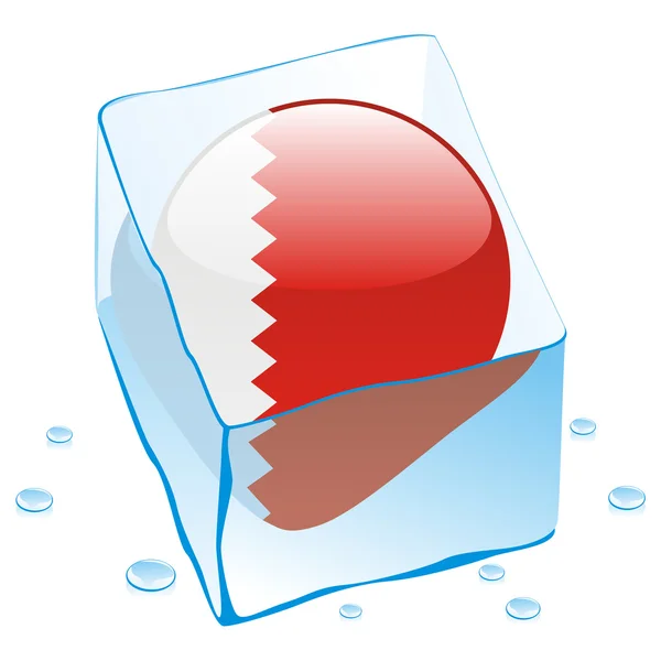Bahrain knappen flagga fryst i isbit — Stock vektor
