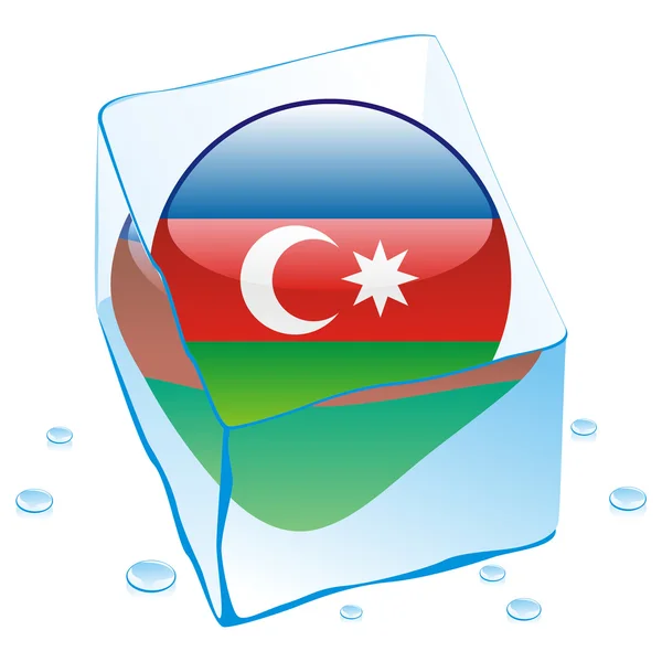 Azerbejdżan przycisk flaga zamrożone w lodzie cub — Wektor stockowy