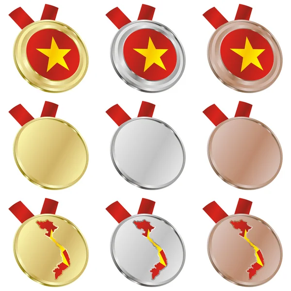 Σημαία του Βιετνάμ διάνυσμα σε μετάλλιο σχήματα — Διανυσματικό Αρχείο