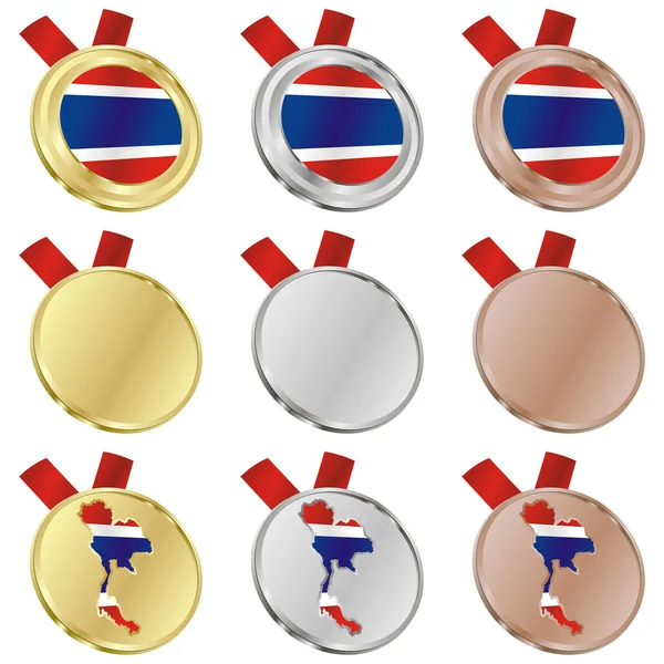 Ταϊλάνδη διάνυσμα σημαία στο μετάλλιο σχήματα — Διανυσματικό Αρχείο