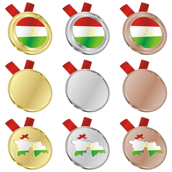 Tacikistan vektör bayrağına madalya şekilleri — Stok Vektör
