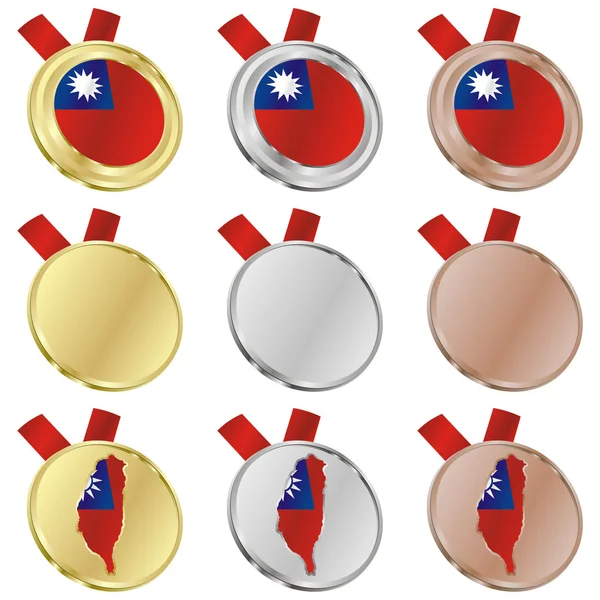 Taiwan vector vlag in medaille vormen — Stockvector