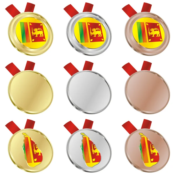 Sri lanka vector flag in medal shapes — Stock Vector