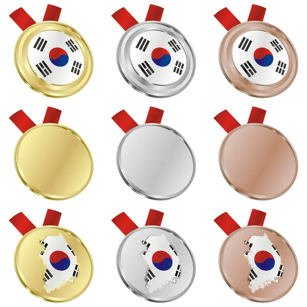 Векторный флаг Южной Кореи в медальных формах — стоковый вектор