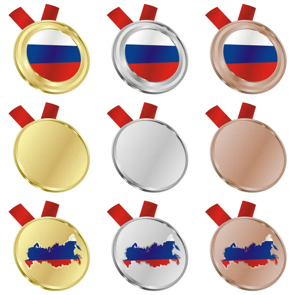 Rússia bandeira vetorial em formas de medalha — Vetor de Stock