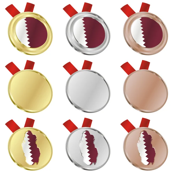Qatar vector vlag in medaille vormen — Stockvector