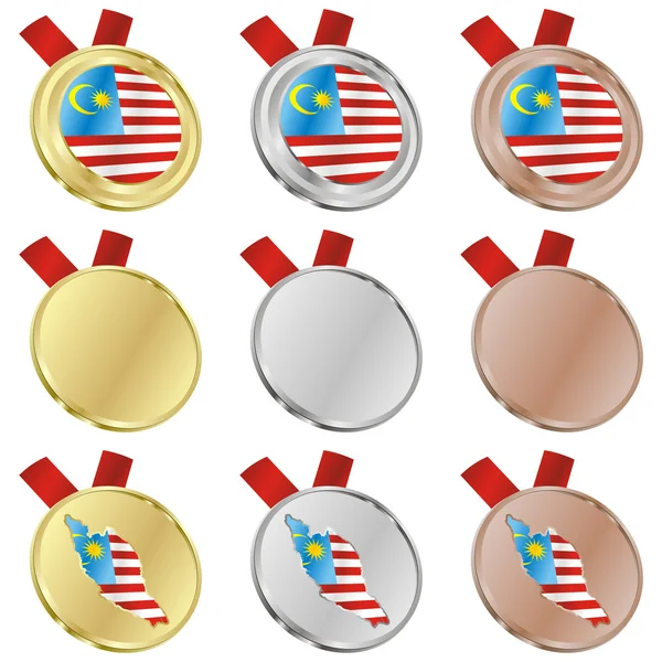 Bandera vector Malasia en formas de medalla — Archivo Imágenes Vectoriales