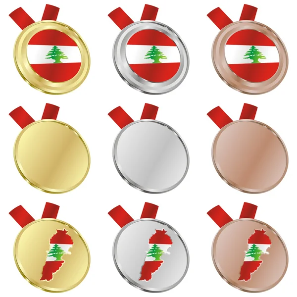 Bandeira do vetor Líbano em forma de medalha — Vetor de Stock