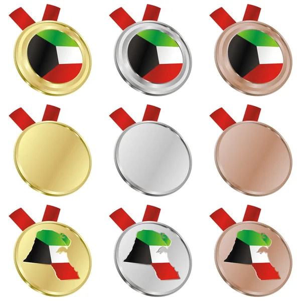 Bandeira vetorial do Kuwait em formas de medalha — Vetor de Stock