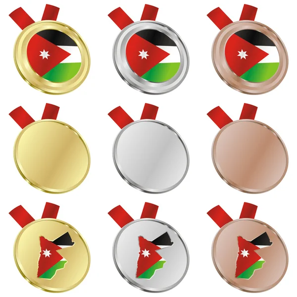 Jordânia bandeira vetorial em formas de medalha — Vetor de Stock