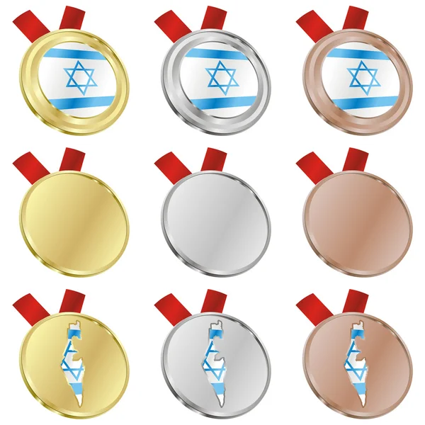 Flaga wektor Izrael medalem kształty — Wektor stockowy