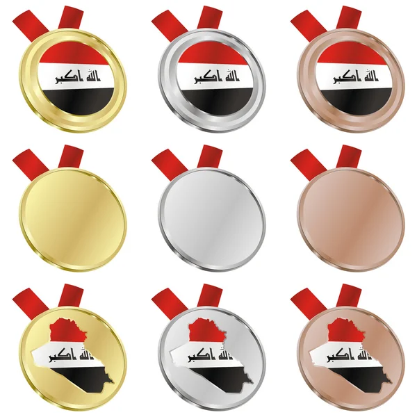 Iraq vector flag in medal shapes — Stock Vector