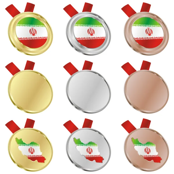Iran vector flag in medal shapes — Stock Vector