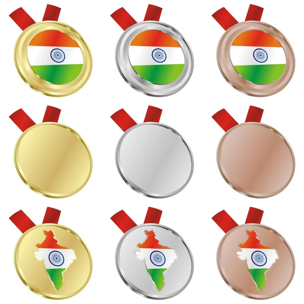 India vector flag in medal shapes — Stock Vector