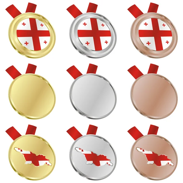 Georgië vector vlag in medaille vormen — Stockvector