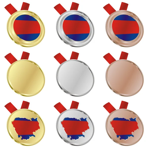 Drapeau vecteur Cambodge en forme de médaille — Image vectorielle