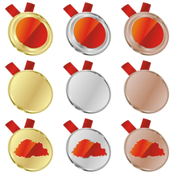 Buthan vector vlag in medaille vormen — Stockvector