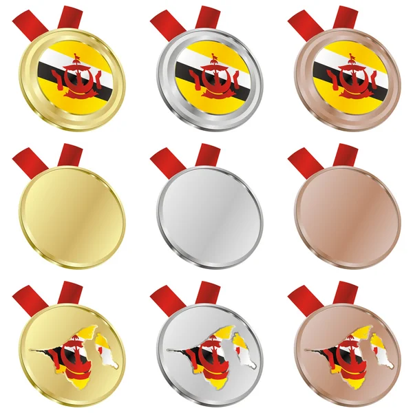 Drapeau vectoriel Brunei en forme de médaille — Image vectorielle