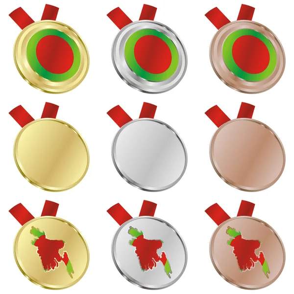 メダルの形でバングラデシュのベクトル フラグ — ストックベクタ