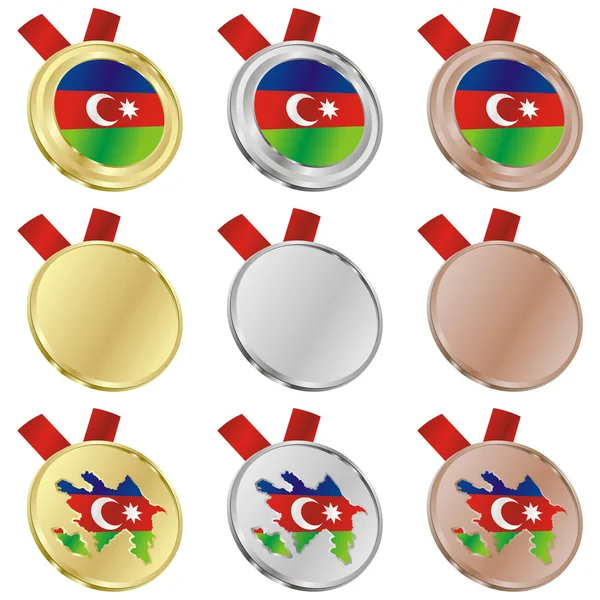 Bandeira vetorial do Azerbaijão em forma de medalha — Vetor de Stock