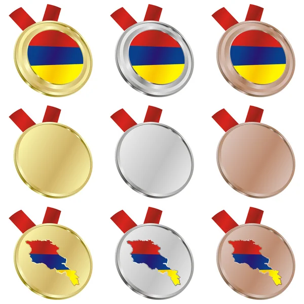 Armenië vector vlag in medaille vormen — Stockvector