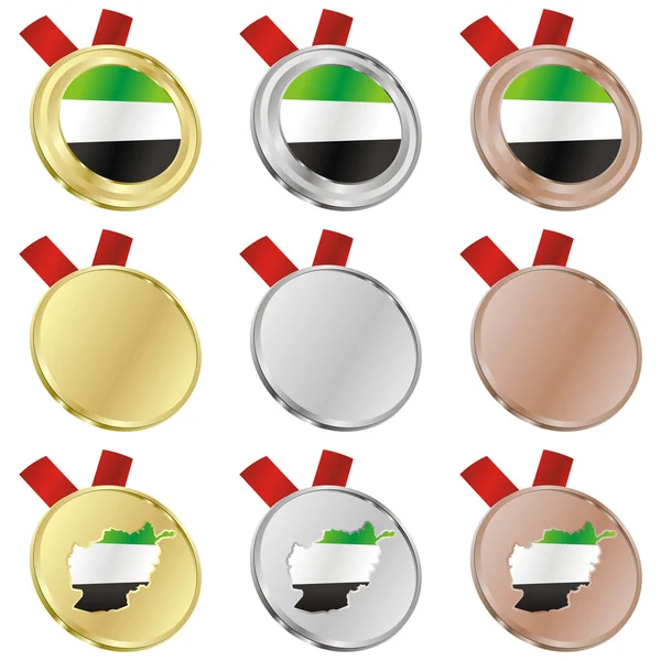 Σημαία του Αφγανιστάν διάνυσμα σε μετάλλιο σχήματα — Διανυσματικό Αρχείο