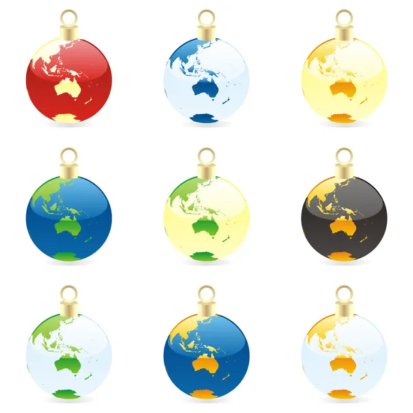 圣诞灯泡与世界全球布局 — 图库矢量图片