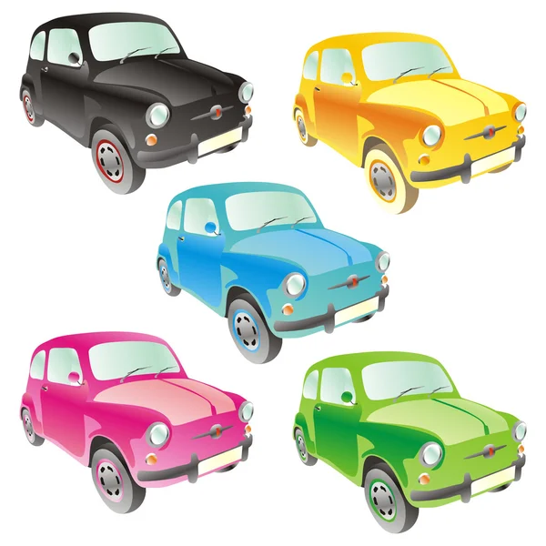 Samotnie zabawne kolorowe samochody — Wektor stockowy