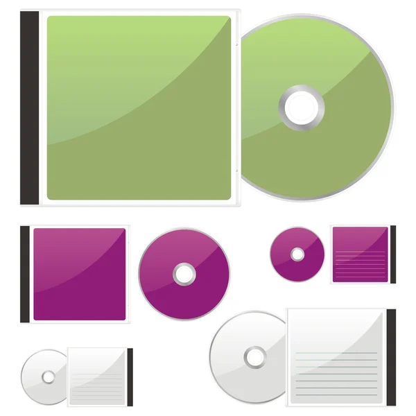 Geïsoleerde gekleurde cds en gevallen — Stockvector