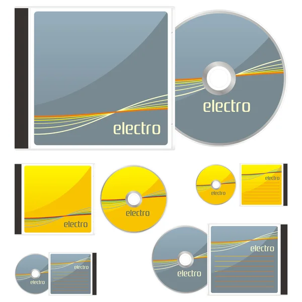 Colored CDs and cases with electro layou — Stock Vector