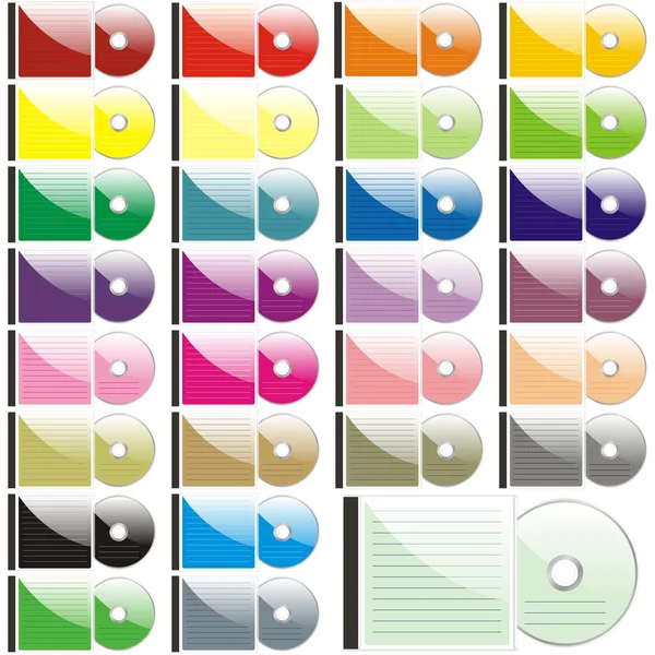 Samostatný barevný CD a případy — Stockový vektor