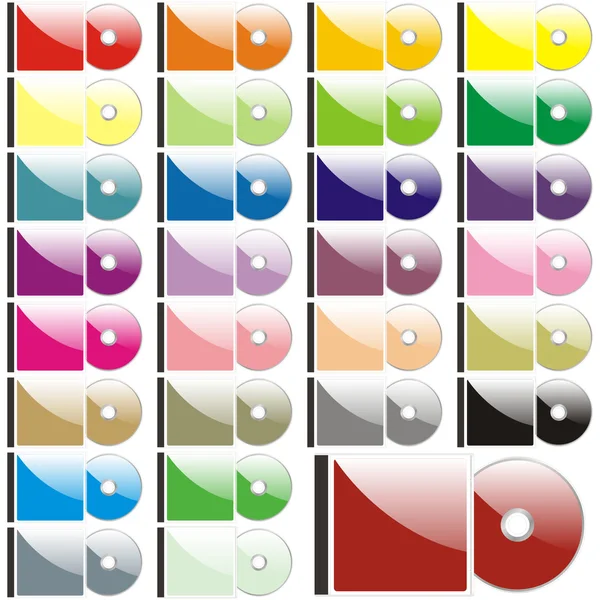 Samostatný barevný CD a případy — Stockový vektor