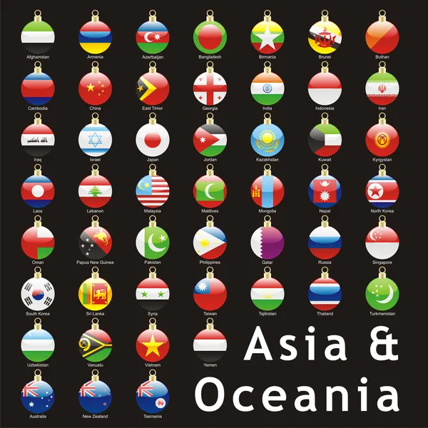 亚洲旗子在圣诞灯泡形状 — 图库矢量图片