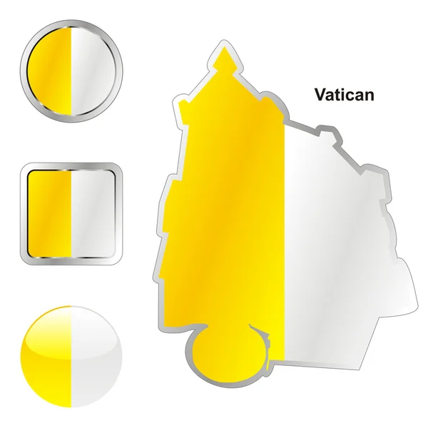 Ватикан в карту і веб-кнопок фігур — стоковий вектор