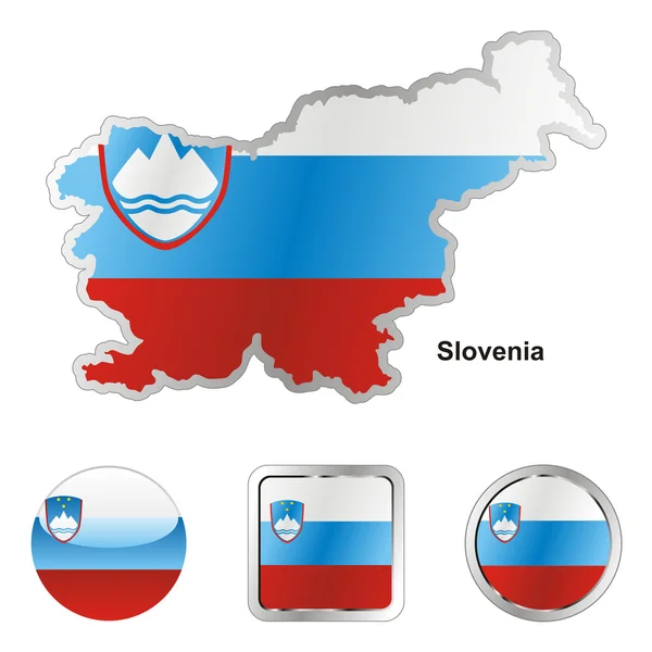 Slovenia in map and web buttons shapes — Stock Vector