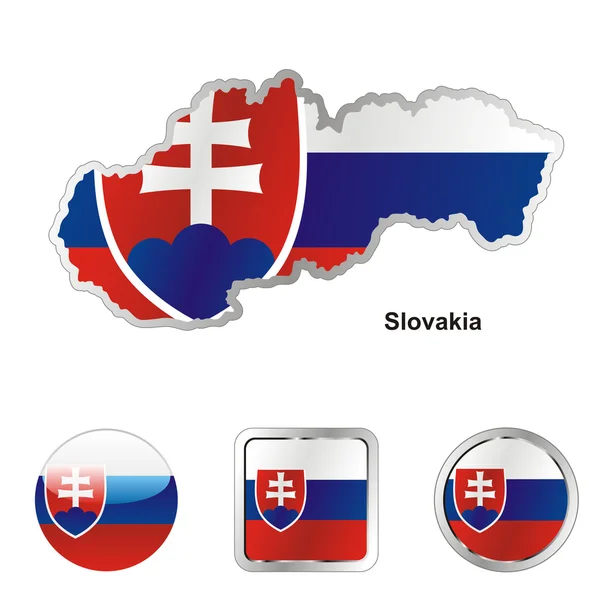 Slovakia in map and web buttons shapes — Stock Vector