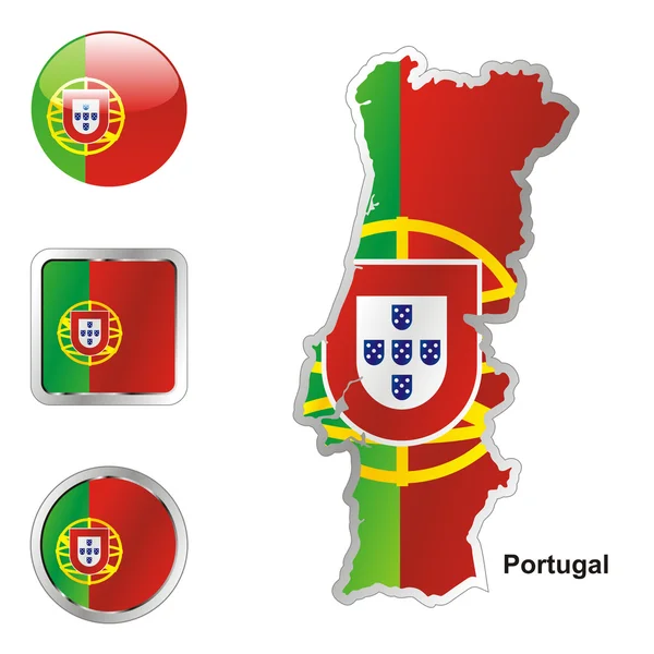 Portugal in map and web buttons shapes — Stock Vector